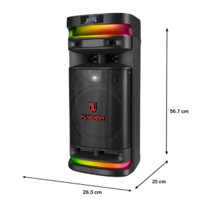 Bafle Kaiser contiene micrófono Bluetooth recargable, cable tipo C para cargar. ONE BODY 8"